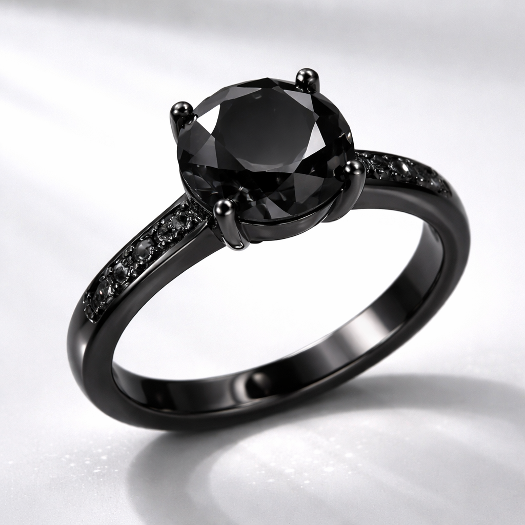 Black solitaire ring