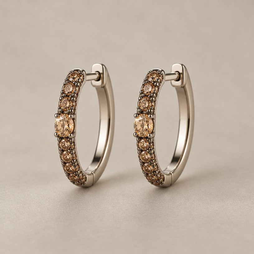 The earrings must be only 16mm from top to bottom. Remove diamonds from sides and back.
edit the attached jewelry design with these instructions: The earrings must be only 16mm from top to bottom. Remove diamonds from sides and back.. keep it photorealistic, just the design no text