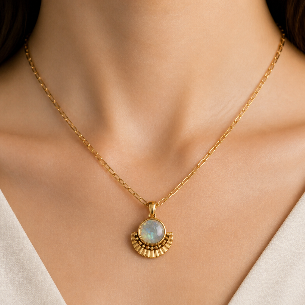 A modern women's necklace made of gold, detailed and decorative, moderately ornate. bezel pendant
photorealistic jewelry design, A modern women's necklace made of gold, detailed and decorative, moderately ornate. bezel pendant, modern style, just the design no text