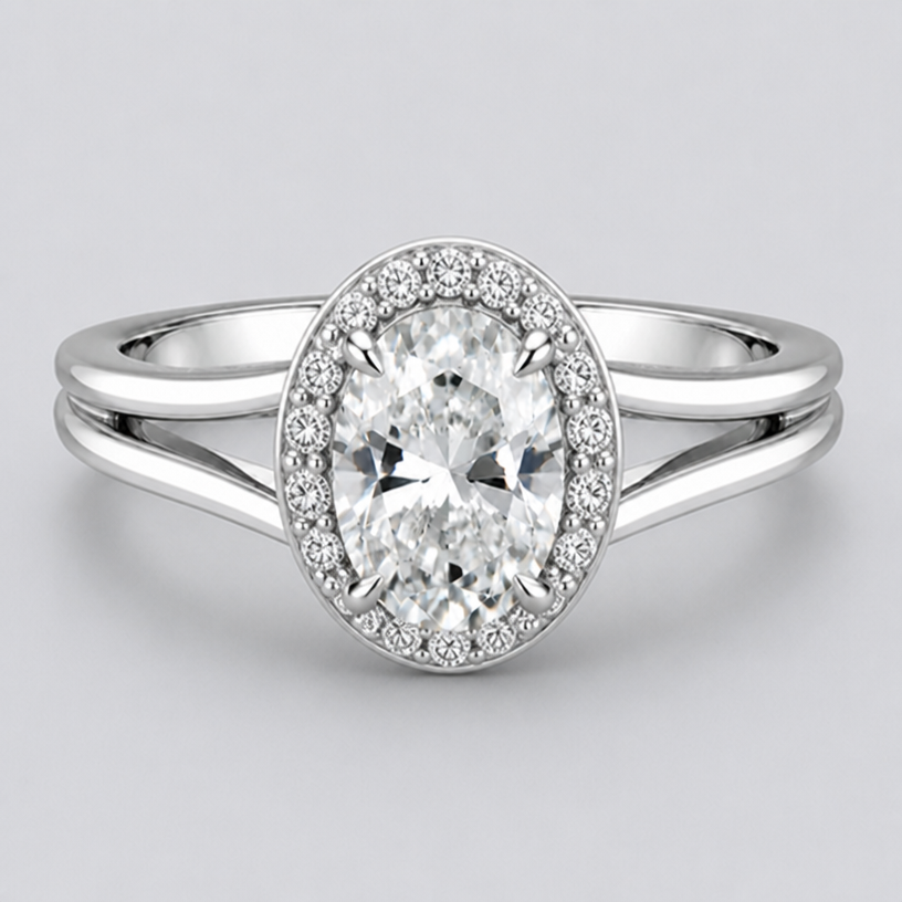 Remove point in halo at top and bottom and make halo sections rounder and bezel
edit the attached jewelry design with these instructions: Remove point in halo at top and bottom and make halo sections rounder and bezel. keep it photorealistic, just the design no text