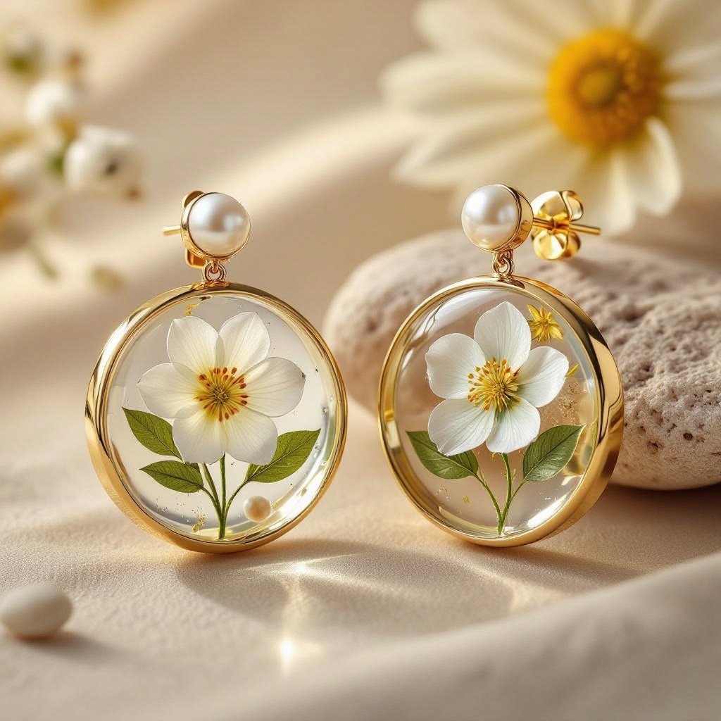 Design high quality  jewelry with real flowers with resin estons Perla’s naturals and pebbles