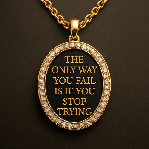 It says the only way you fail is if you stop trying 