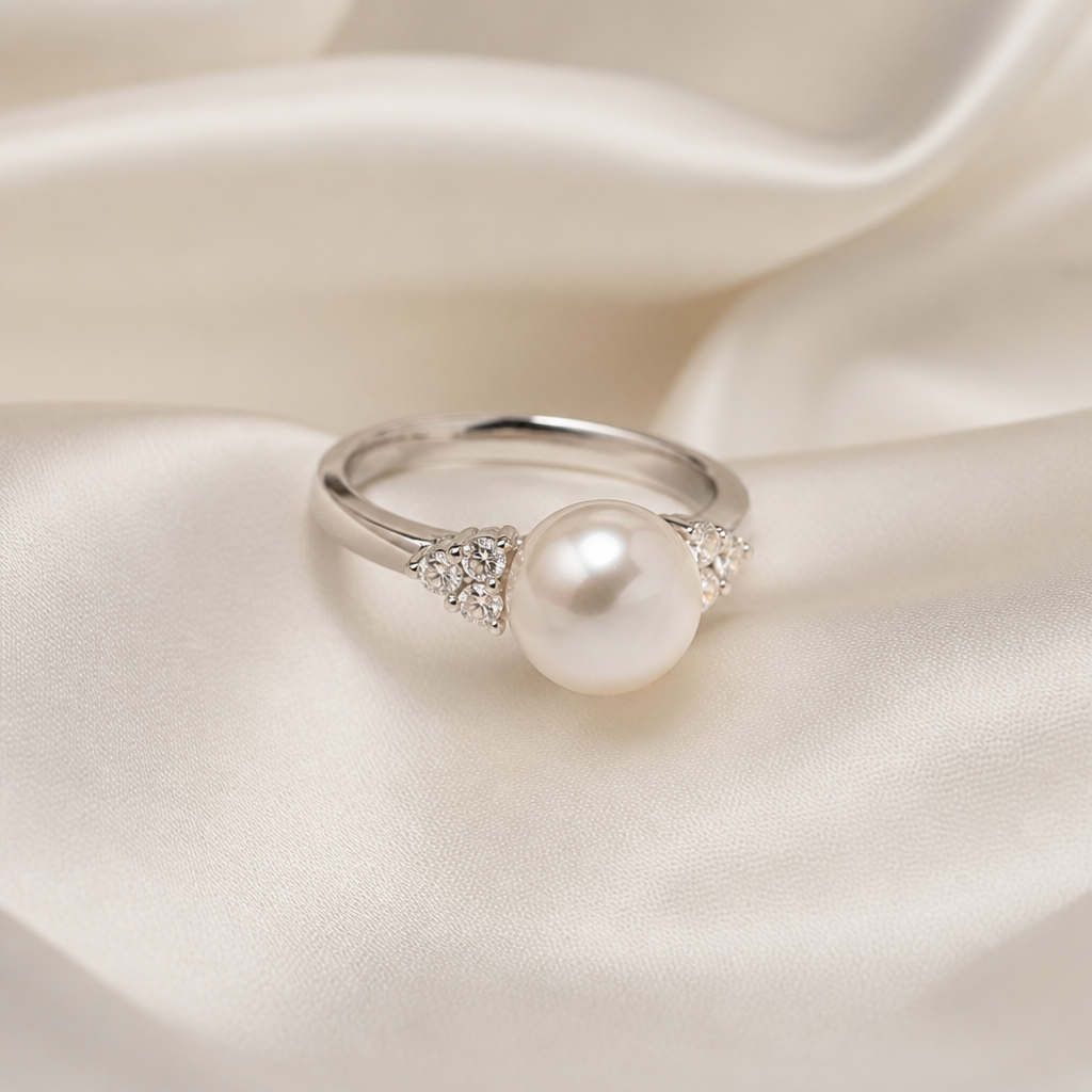 A luxury women's ring made of white gold with pearl stones suitable for engagement. assez style clean girl, femme entrepren1nte, rom1ntique et simple, collier
photorealistic jewelry design, A luxury women's ring made of white gold with pearl stones suitable for engagement. assez style clean girl, femme entrepren1nte, rom1ntique et simple, collier, luxury style, just the design no text