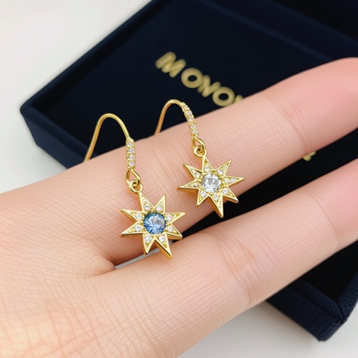 Небольшие золотые матовые серьги в виде созвездия