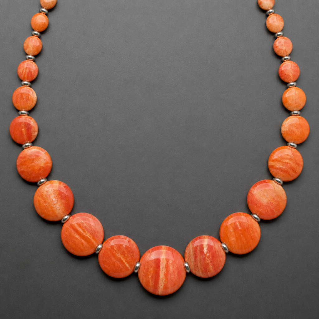 Graduated spiny oyster discs 8mm to 18mm necklace
photorealistic jewelry design, Graduated spiny oyster discs 8mm to 18mm necklace
, tribal style, just the design no text