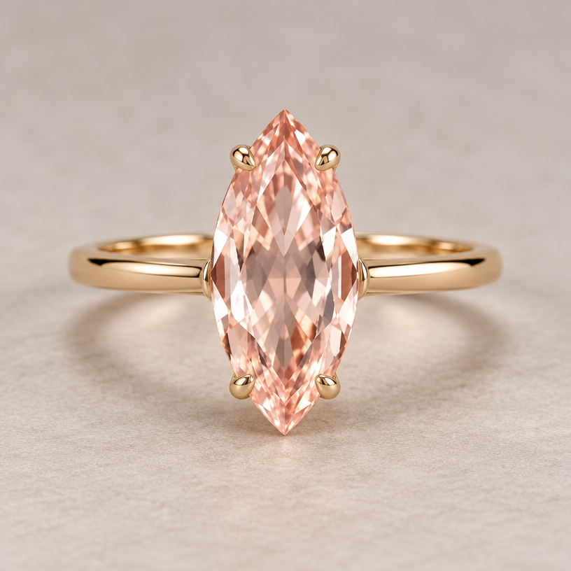 A women's ring made of gold. use this marquise stone
using the attached image as a visual reference, create A women's ring made of gold. use this marquise stone. photorealistic, just the design no text