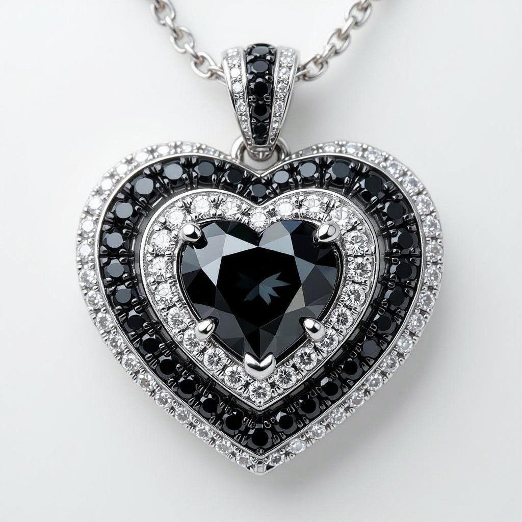 Heart of love with black diamond in the heart 