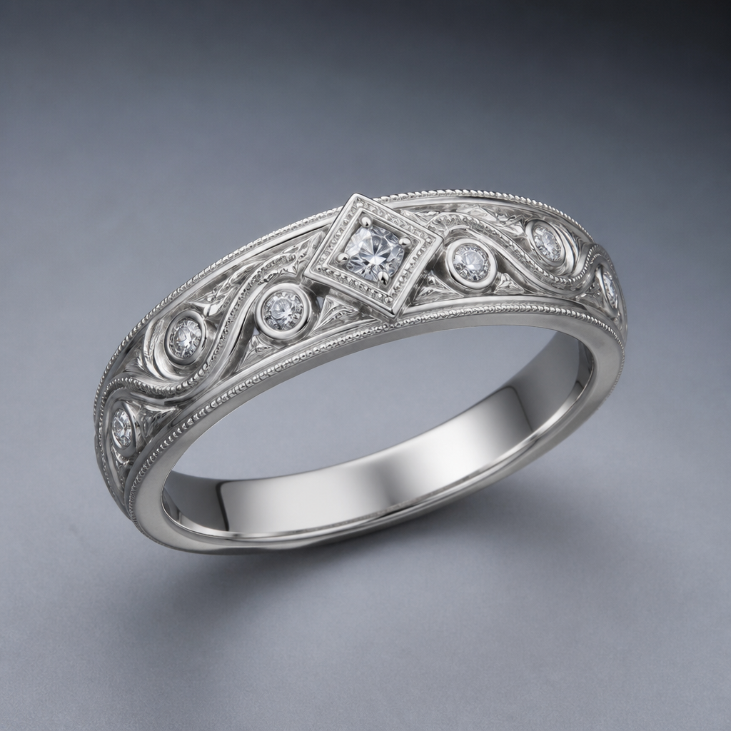 A nordic women's ring with diamond stones, detailed and decorative, moderately ornate
photorealistic jewelry design, A nordic women's ring with diamond stones, detailed and decorative, moderately ornate, nordic style, just the design no text
