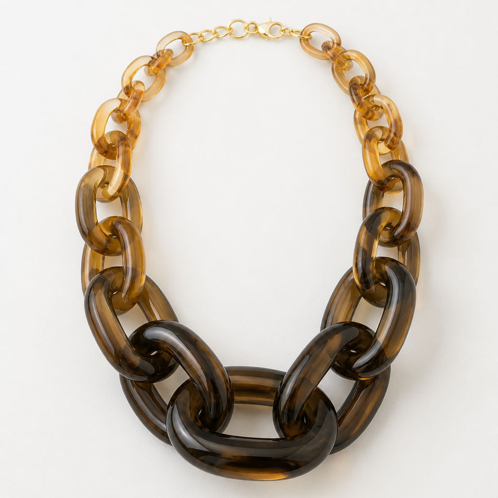 A women's ring. Please make me a jewelry image of a chunky graduated necklace chain in translucent two-tone plastic
photorealistic jewelry design, A women's ring. Please make me a jewelry image of a chunky graduated necklace chain in translucent two-tone plastic, modern style, just the design no text