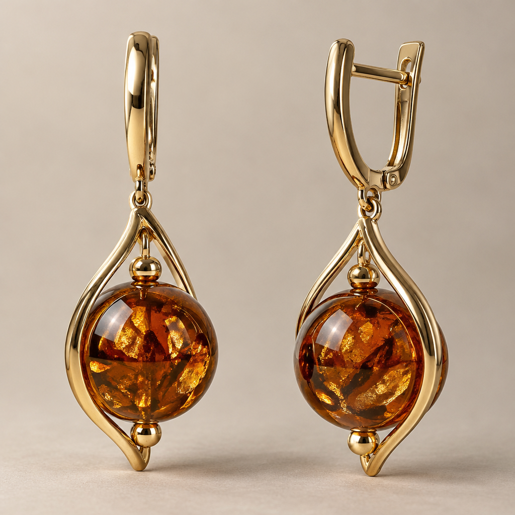 A women's earrings. Бусина муранского стекла конъячного цвета
photorealistic jewelry design, A women's earrings. Бусина муранского стекла конъячного цвета, modern style, just the design no text