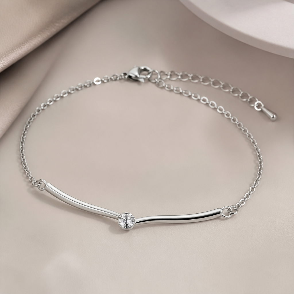 A women's ring. una pulsera elegante delicada auténtico de plata acero antioxidable con piedrita
photorealistic jewelry design, A women's ring. una pulsera elegante delicada auténtico de plata acero antioxidable con piedrita, modern style, just the design no text