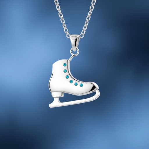 Pendant silver with stylized ice figure skating single skate  . Remove boots and leave only lowest part of skates. Add turquoise