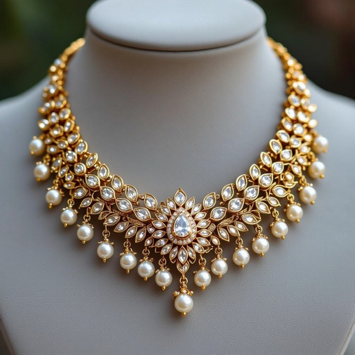 Moissanite kundan necklace for Asian girl