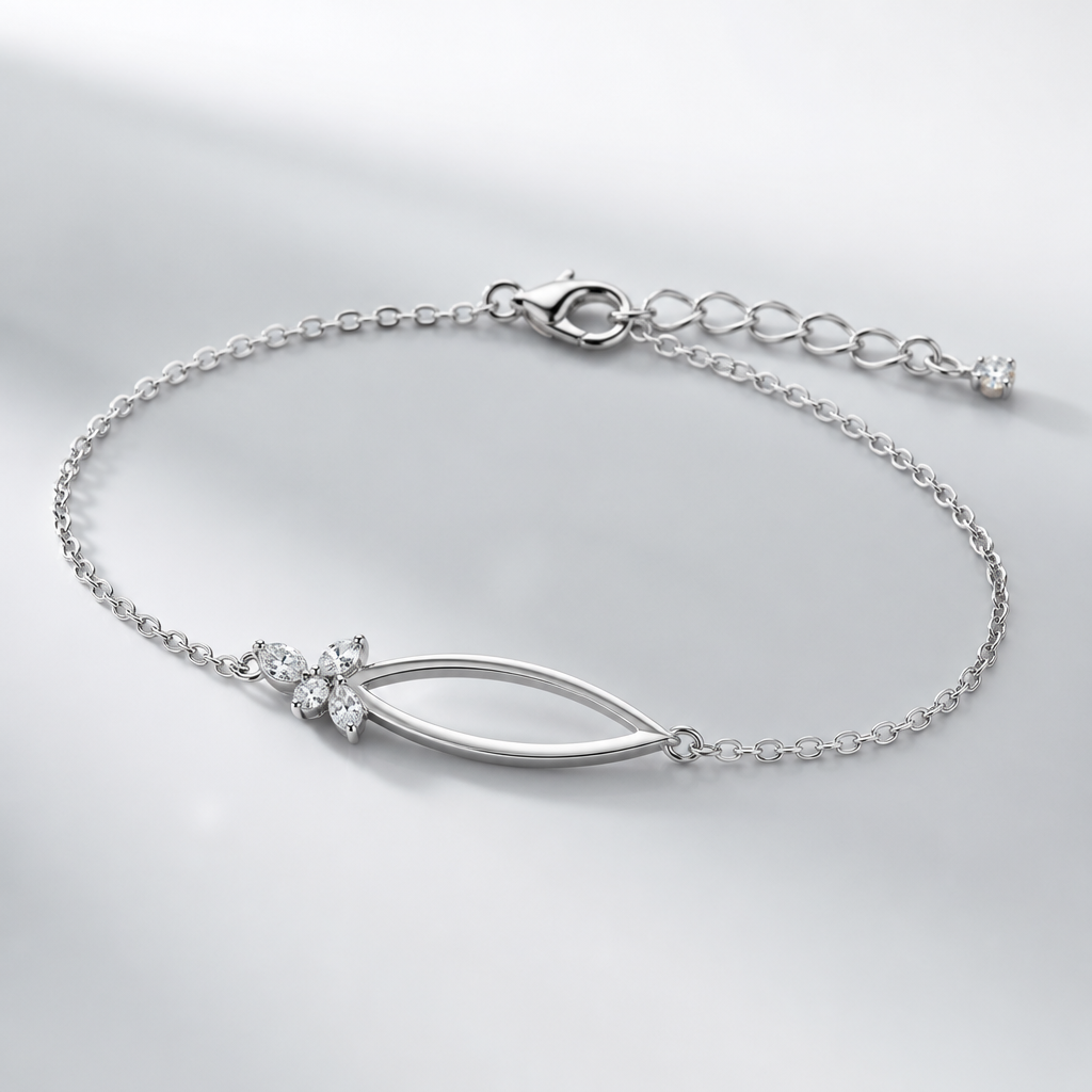 A women's bracelet made of silver with diamond stones. bracelet avec design de metal fin avec chaine minimaliste, jaime les espaces vide
photorealistic jewelry design, A women's bracelet made of silver with diamond stones. bracelet avec design de metal fin avec chaine minimaliste, jaime les espaces vide, modern style, just the design no text