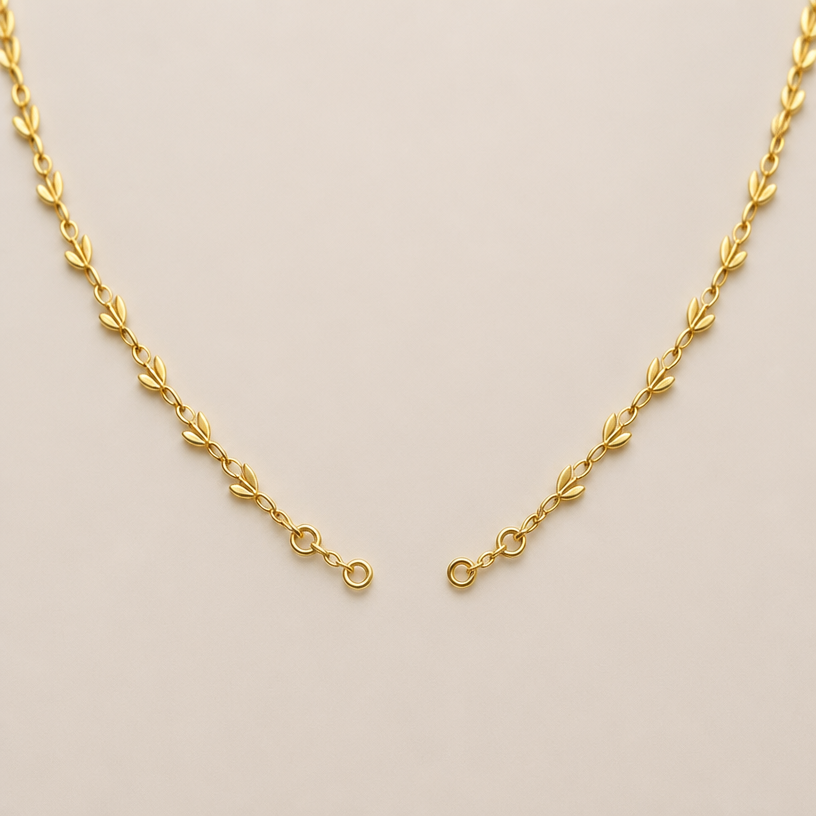 A modern women's necklace, minimalist, simple and delicate, clean lines. remove center flower
using the attached image as a visual reference, create A modern women's necklace, minimalist, simple and delicate, clean lines. remove center flower. photorealistic, just the design no text