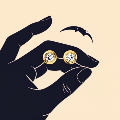 Пуссеты винтовой замок круглый символ цветка жизни с маленьким фианитом по центру