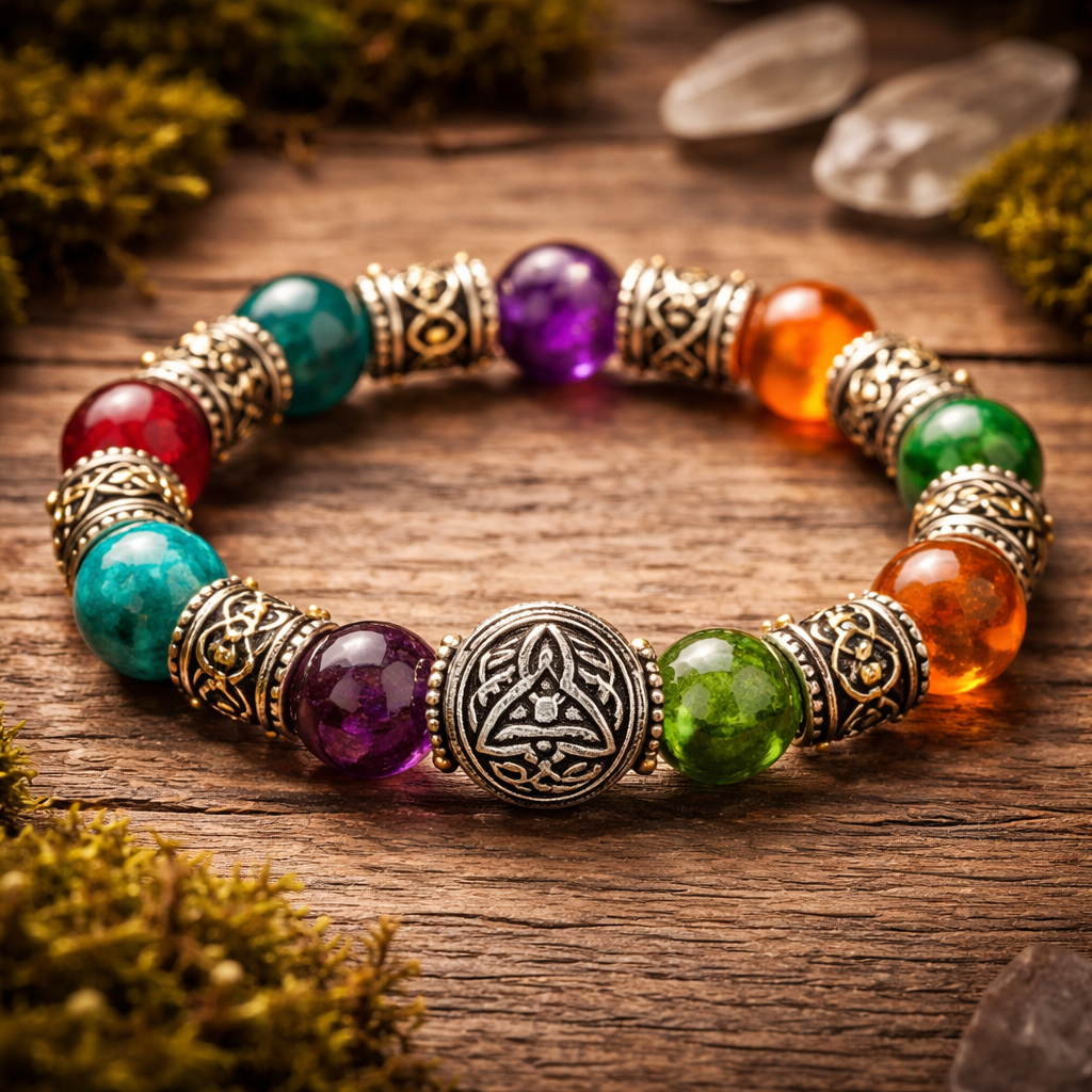 Stretchy bracelet using colourful beads