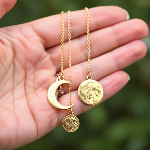 Длинные серьги золотые матовые с несколькими цепочками на каждой цепочке маленький полумесяц и полная луна 