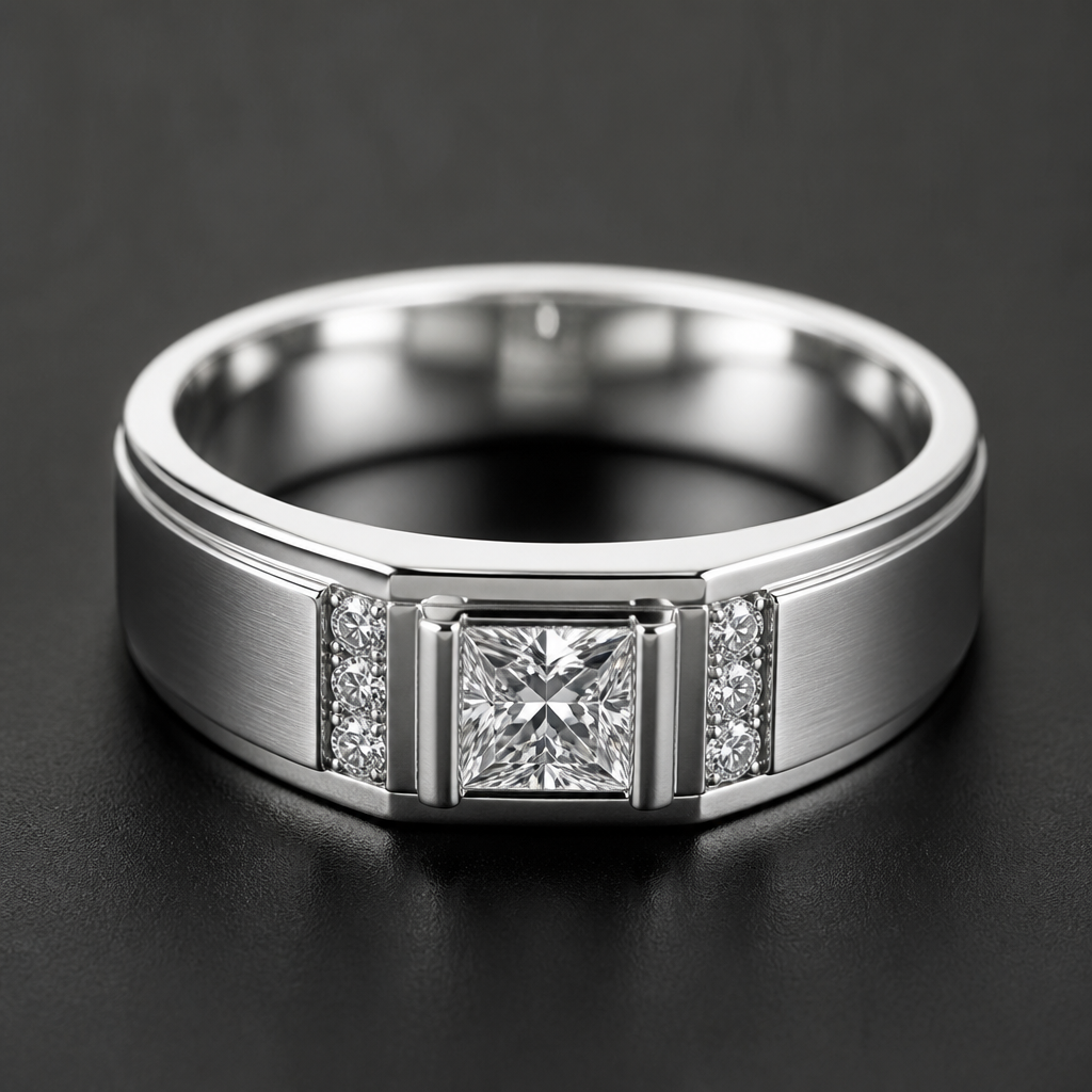 A classic men's ring made of white gold with diamond stones suitable for formal. this is necklace with sight wigs
photorealistic jewelry design, A classic men's ring made of white gold with diamond stones suitable for formal. this is necklace with sight wigs, classic style, just the design no text