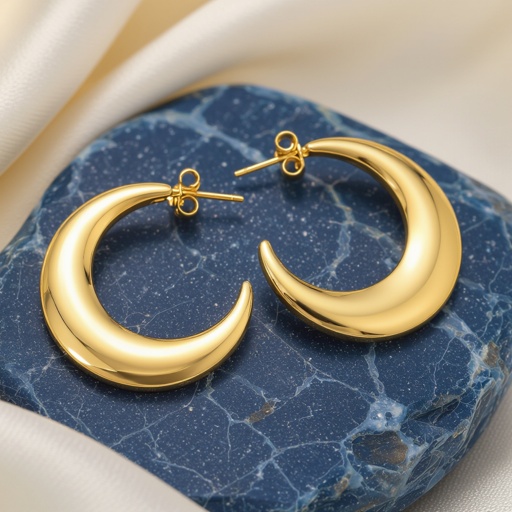 Серьги только в золотом цвете без камней фазы луны длинные серьги плавные формы