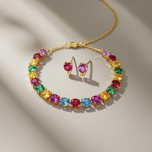 Necklace ,earring and ring design with colorful spinel 