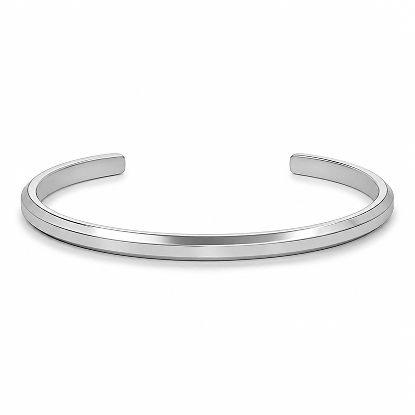 A men's bracelet made of silver. 2mm*4.5mm cuff that looks like the reference drawing
using the attached image as a visual reference, create A men's bracelet made of silver. 2mm*4.5mm cuff that looks like the reference drawing. photorealistic, just the design no text