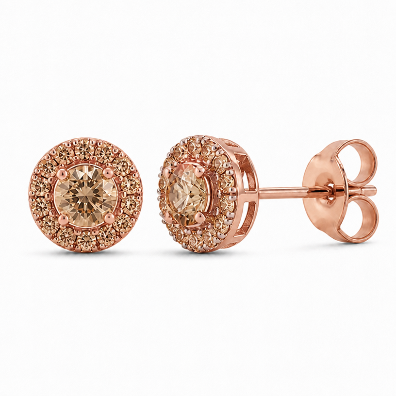 Change diamonds to champagne, change gold finish to rose gold
edit the attached jewelry design with these instructions: Change diamonds to champagne, change gold finish to rose gold. keep it photorealistic, just the design no text