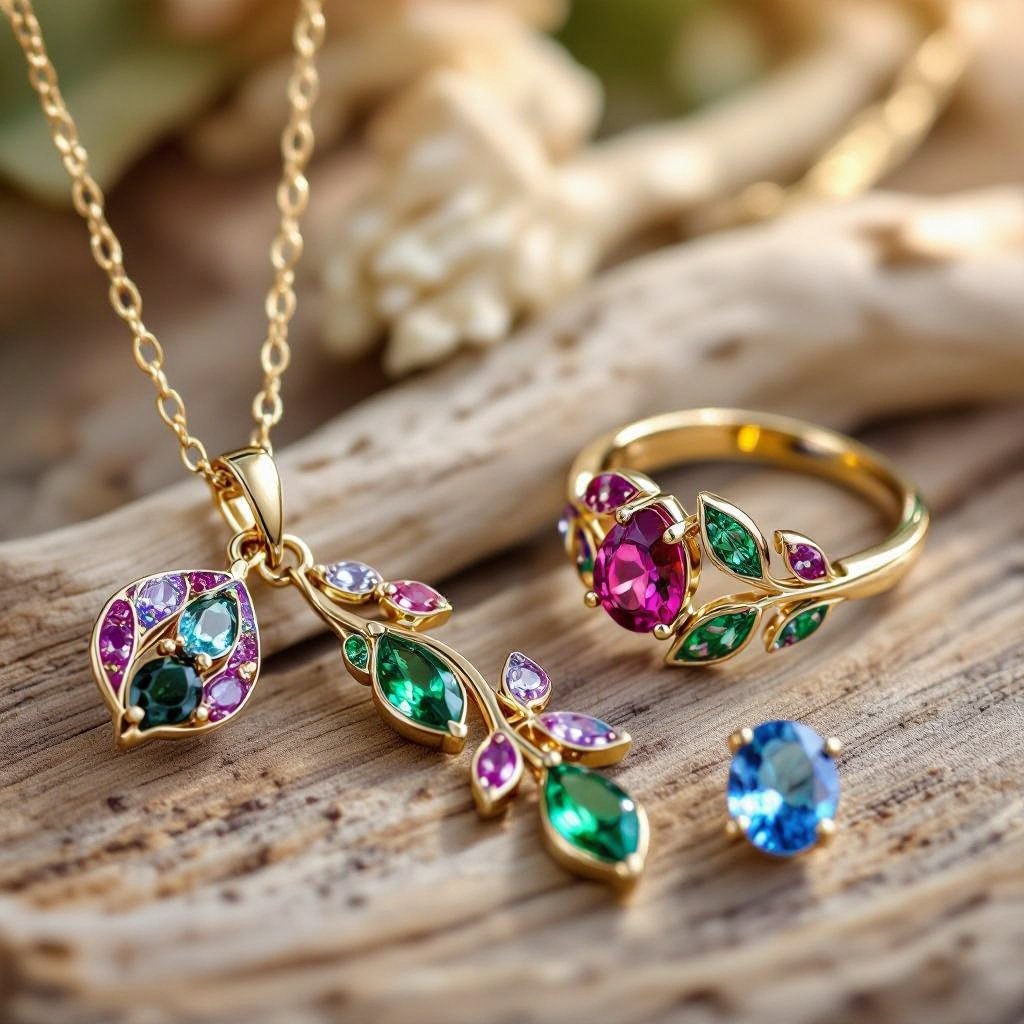 Necklace ,earring and ring design with colorful spinel