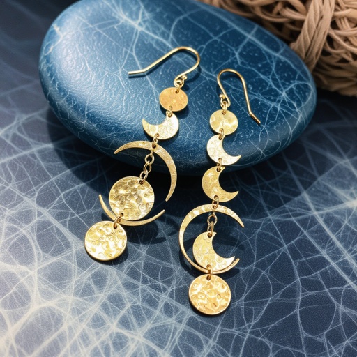 Серьги только в золотом цвете без камней фазы луны длинные серьги плавные формы