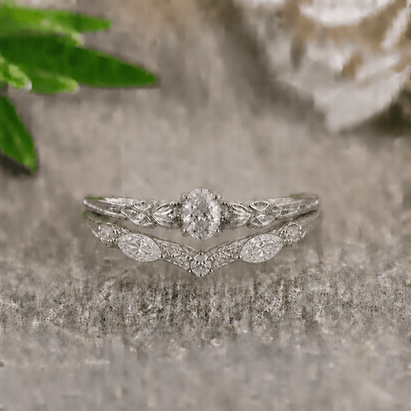 I want one bigger horizontal stone on each side of the middle stone on the lower ring
edit the attached jewelry design with these instructions: I want one bigger horizontal stone on each side of the middle stone on the lower ring. keep it photorealistic, just the design no text