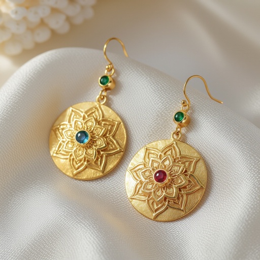  золотые матовые серьги в виде изображения чакры сахасрары