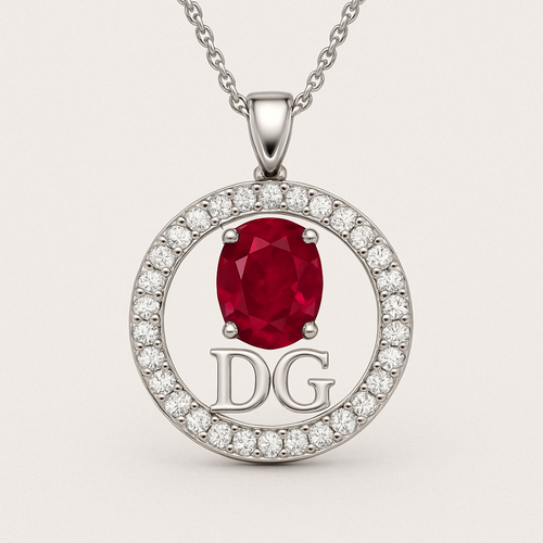 ruby with D and G letters pendant 