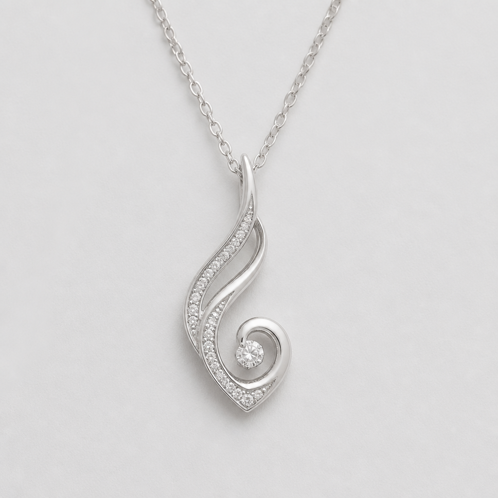 A abstract women's pendant made of white gold with diamond stones suitable for daily wear, ultra-minimalist, very simple and clean, understated, no embellishments. เอาลายไทยมาเป็นส่วนประกอบ, cost 10,000฿
photorealistic jewelry design, A abstract women's pendant made of white gold with diamond stones suitable for daily wear, ultra-minimalist, very simple and clean, understated, no embellishments. เอาลายไทยมาเป็นส่วนประกอบ, cost 10,000฿, abstract style, just the design no text