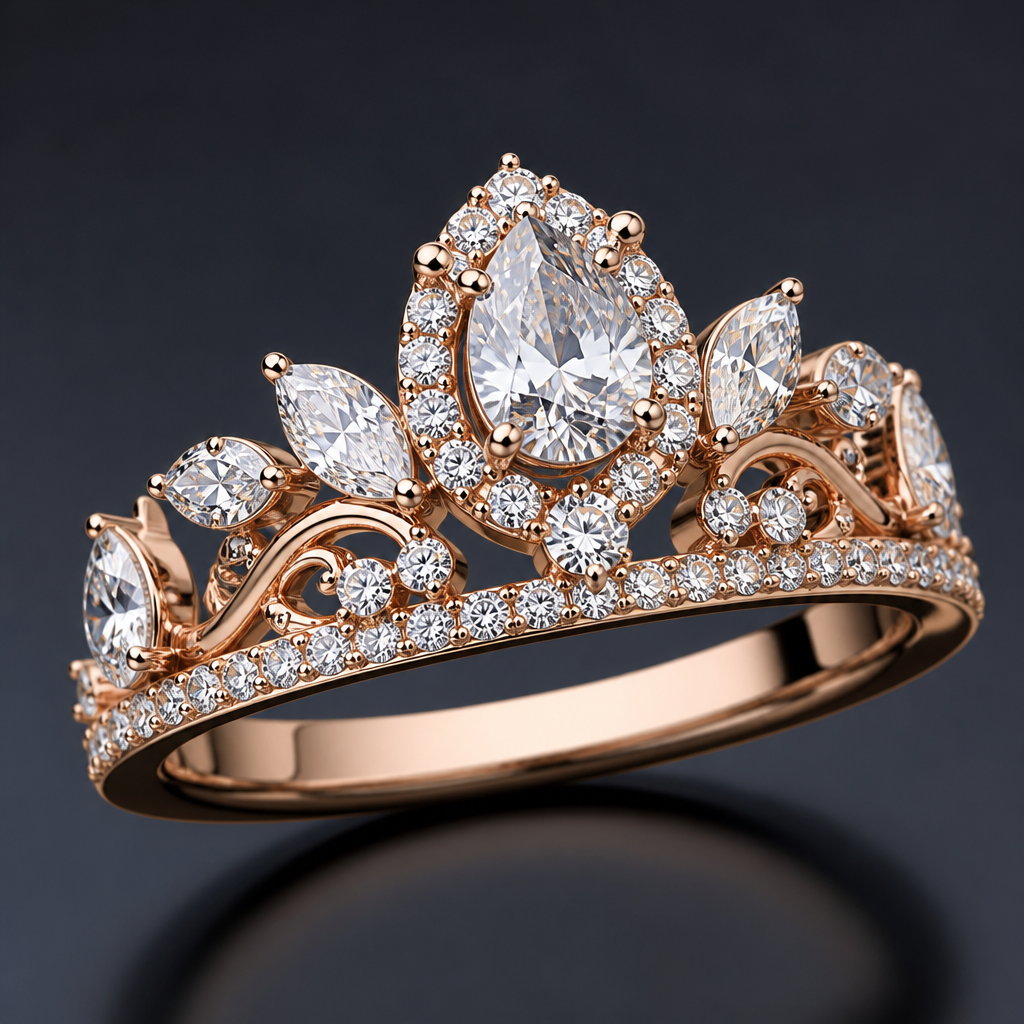 . Refinement: plus élégant plus voyant plus princesse
photorealistic jewelry design, . Refinement: plus élégant plus voyant plus princesse, Modern style, just the design no text