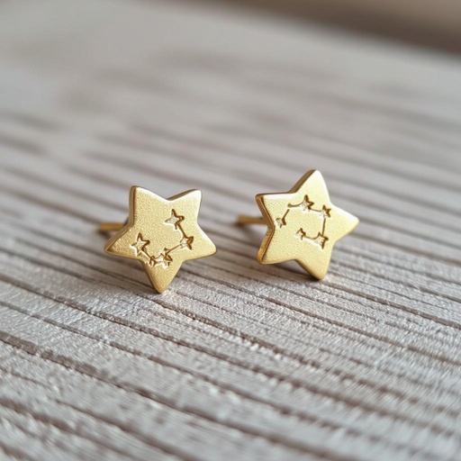 Небольшие золотые матовые серьги в виде созвездия