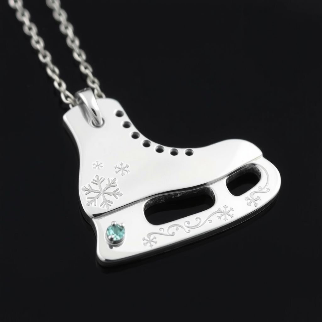 Silver pendant of ice skating blade only no boots