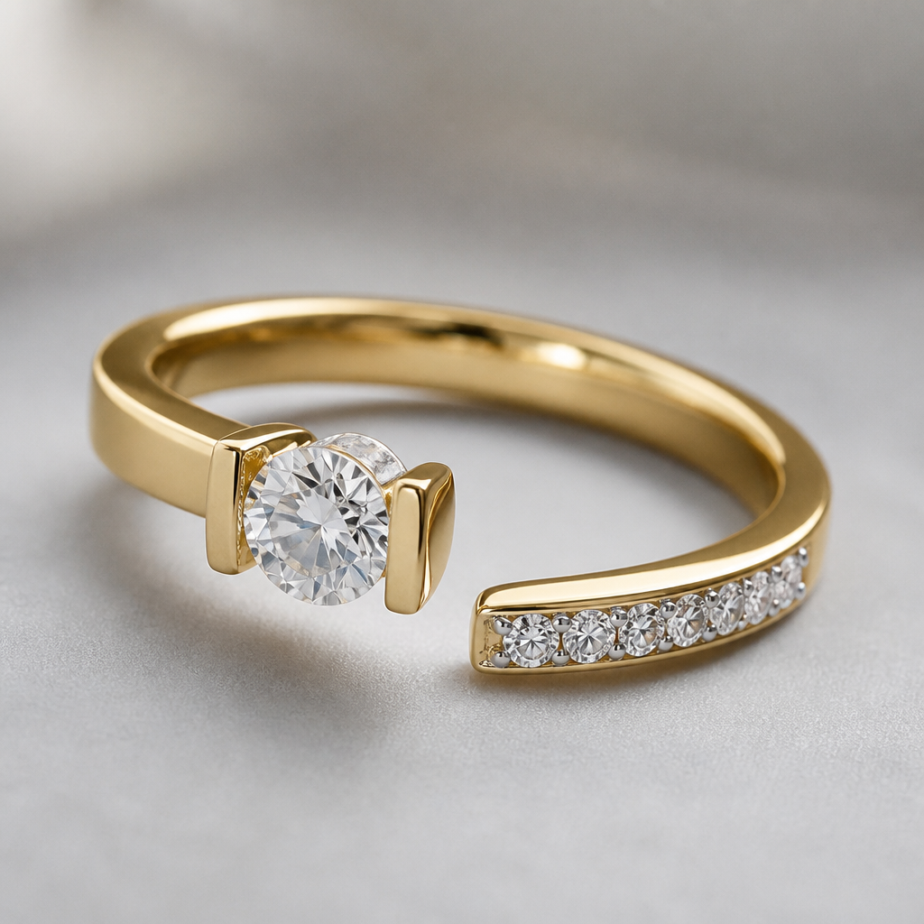 A women's ring
photorealistic jewelry design, A women's ring, modern style, just the design no text