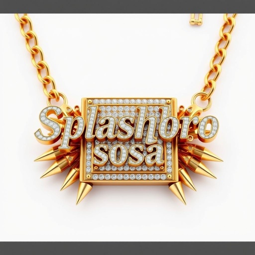 Create a big 30k chain that say Splashbro Sosa on a gold square back with vvs diamonds, & spikes