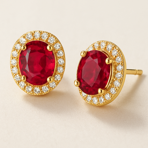 Daily wear studs with ruby stone 