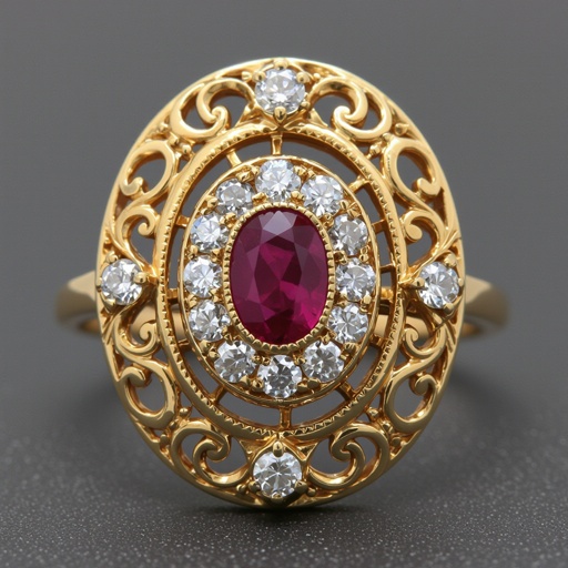 Oval design for stud in the center and half way stones through the outer oval