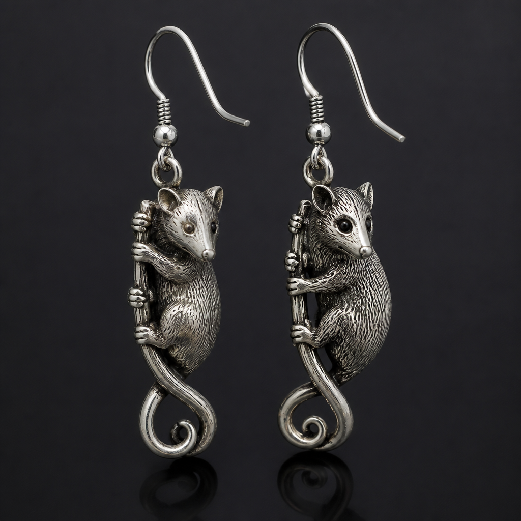 Possum earring
photorealistic jewelry design, Possum earring , just the design no text