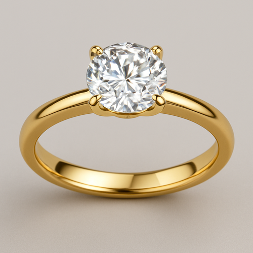 Classic gold wedding ring with a big dimond 
