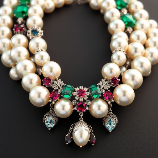 Gemstone necklace with pearls