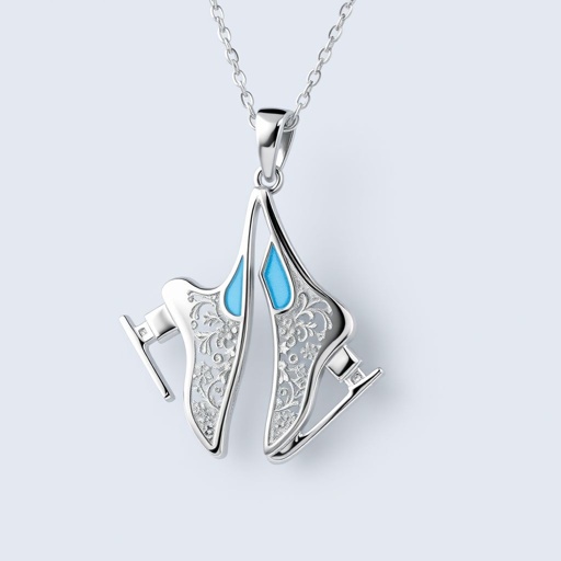 Silver pendant in the shape of figure skating blades without boots