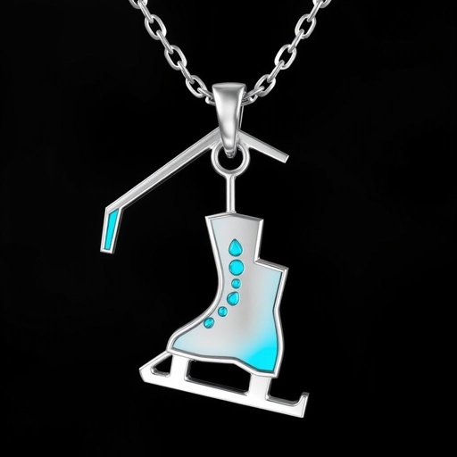 Pendant silver with stylized ice figure skating skates. Remove boots and leave only lowest part of skates. Add turquoise
