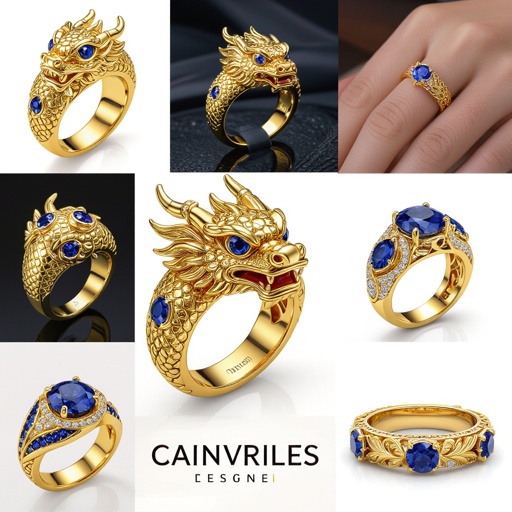 Sapphire dragon ring