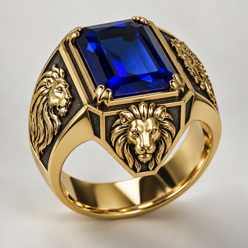 Head of Lion must be in front
edit the attached jewelry design with these instructions: Head of Lion must be in front. keep it photorealistic, just the design no text