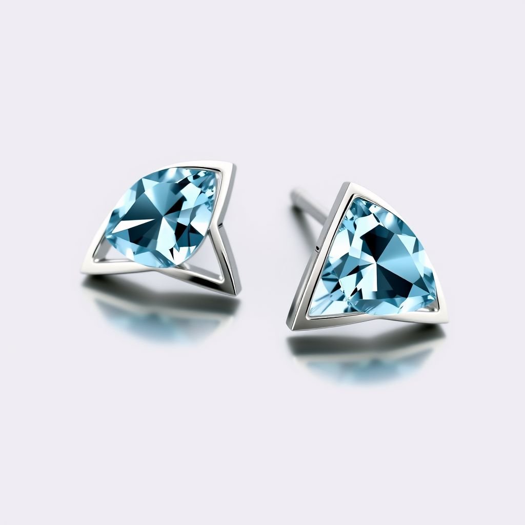 Aquamarine silver Studs