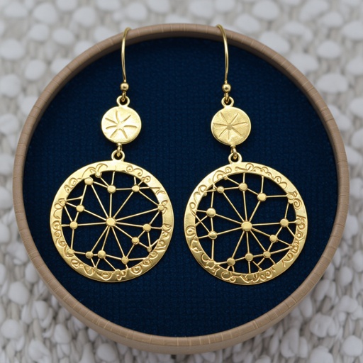 Небольшие золотые матовые серьги в виде созвездия сириус