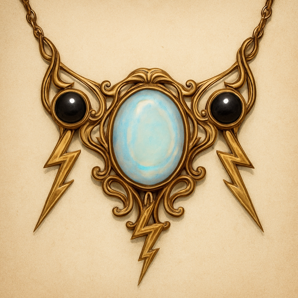 Opalite and onyx collar linked with lightening bolts